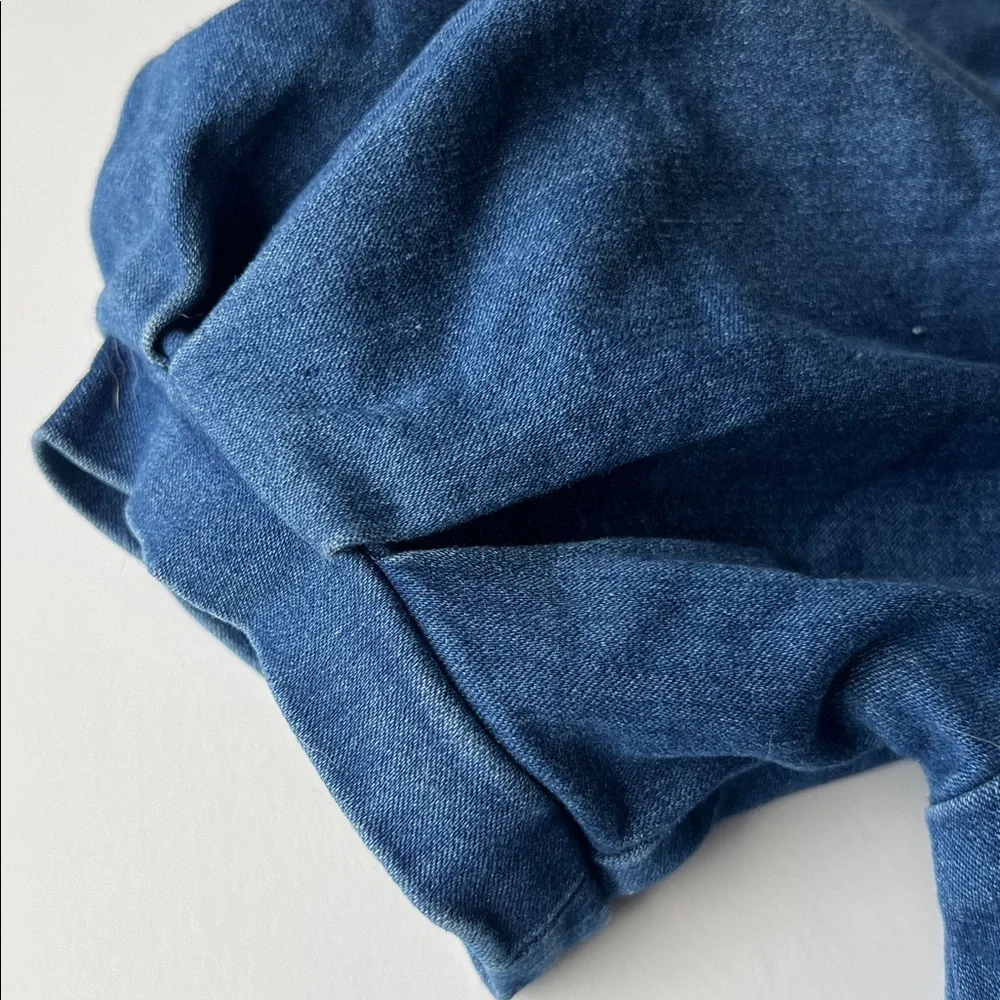 Habitual Kids Puff Sleeve Drop Waist Pleat Fit Flare Stretch Denim Midi Dress 12